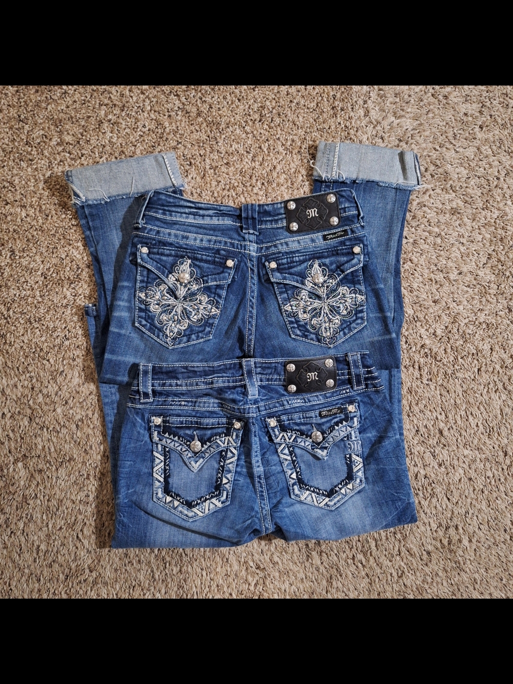 Miss Me Denim Capri Shorts Bundle Size 26 & 28 Y2K Bling Pockets